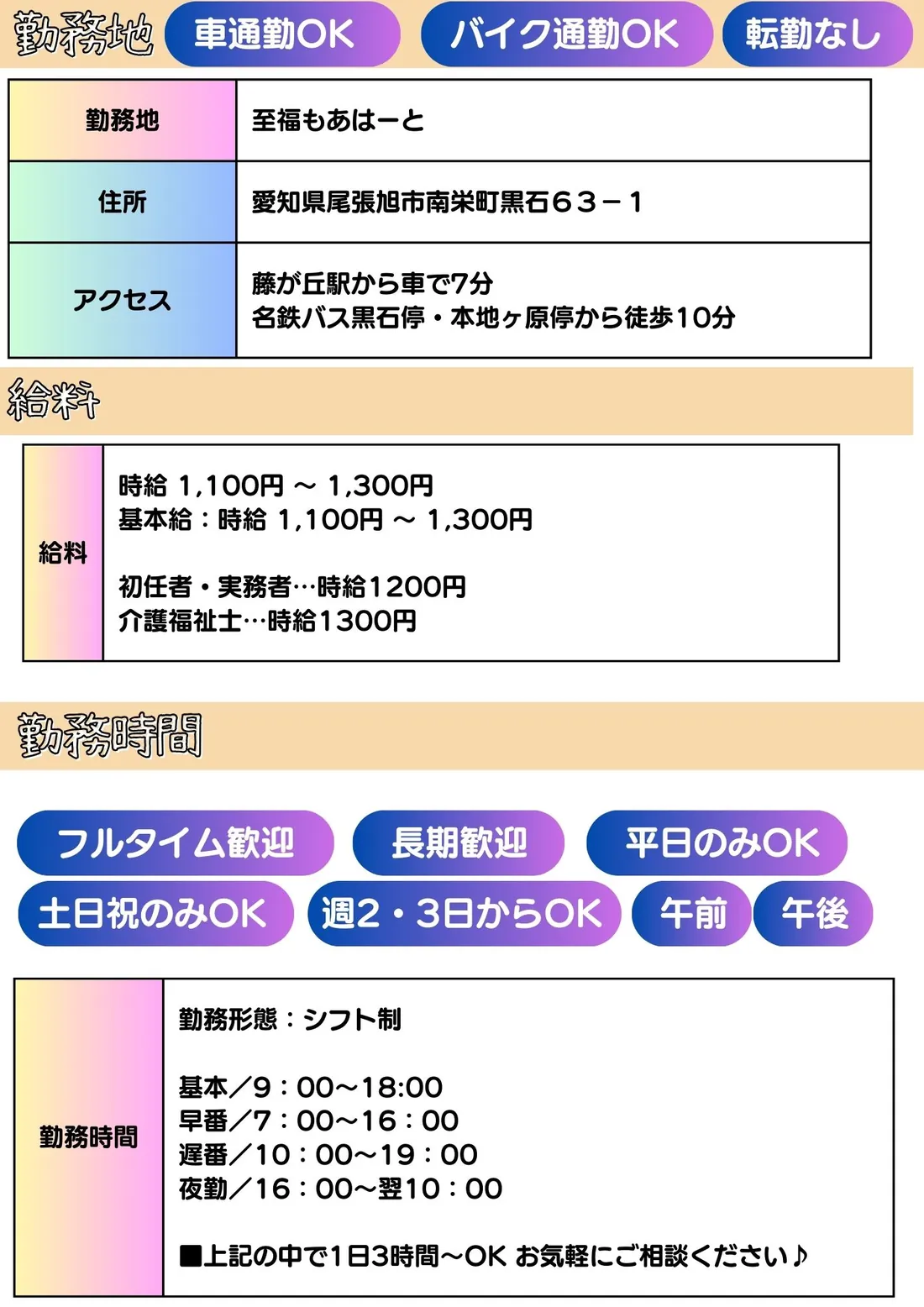 サポートスタッフ アルバイト・パート募集 募集チラシ 4/7